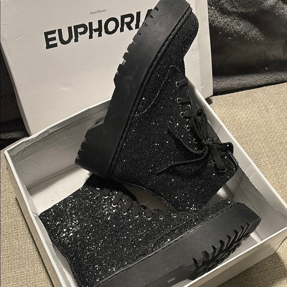 Euphoria Black Glitter Boots - Picture 5 of 5